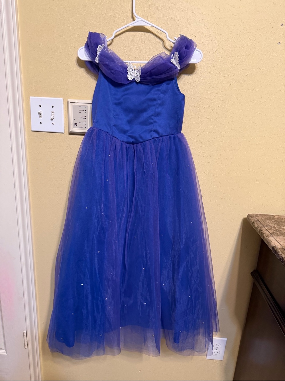 Royal Purple Tulle Formal Dress for Girls with Embellished Bodice